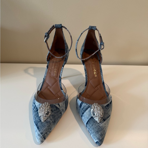 Kurt Geiger London BELGRAVIA Ankle-Strap Pumps in Blue Denim - Picture 2 of 5